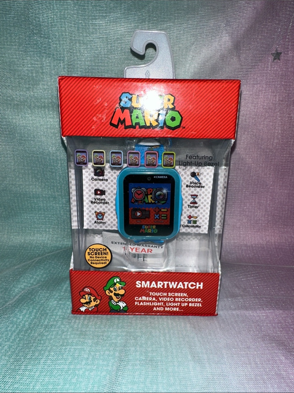 Nintendo Super Mario Kids Smartwatch in Blue and Red Packaging